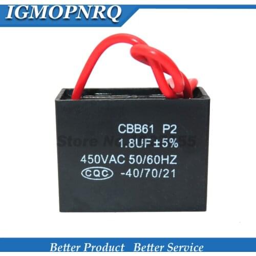5pcs CBB61 1.8uf starting capacitance AC Fan Capacitor 450V CBB 1uf Motor Run Capacitor