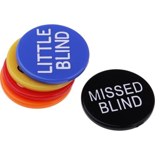 5Pcs/Pack Casino Poker Games Dealer Buttons Set KILL MISSED BLIND - 3cm