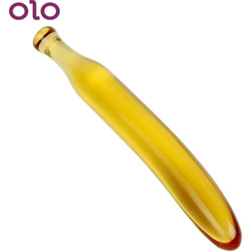 OLO Glass Banana Dildo Huge Big Dildo Anal Plug Fake Penis G-spot Waterproof Crystal Masturbator Sex Toys for Women