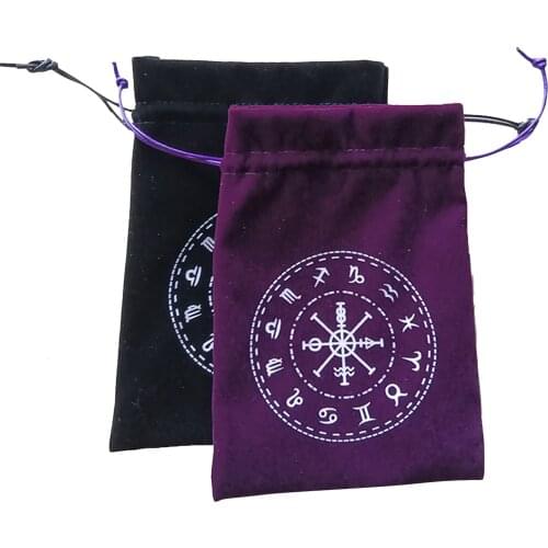 13x18CM Thick Velvet Tarot Storage Bag 12 Constellation Symbol Protective Card Board Game Embroidery Drawstring Bag spot