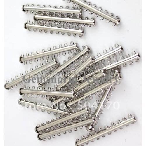 Free Shipping! 50pcs/lot 10 Strands Tube Clasps Silver tone Necklaces Clasps,Polycyclic Jewelry Clasp Accessories JC007
