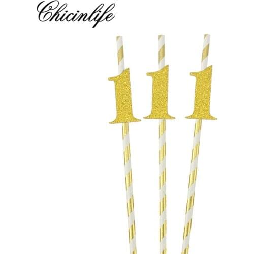 Chicinlife 10Pc 1St Birthday Age Number Paper Straws Table Decorations Photo Prop Party Baby Straws Shower Supplies