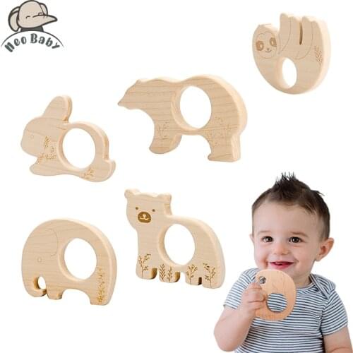Animal Shape Wooden Blocks Baby Montessori Toys Wooden Constructor Games Toy for Children Maple Wood Teether Baby Accessories