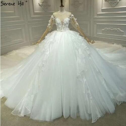 High-end Ivory Backless Sexy Wedding Dresses 2020 Half Sleeves Flowers Beading Bridal Gowns HA2349 Custom Made
