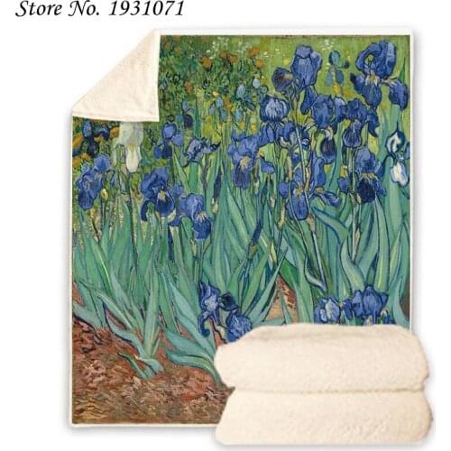 NEW Van Gogh Oil Painting 3D Printed Fleece Blanket for Beds Thick Quilt Fashion Bedspread Sherpa Throw Blanket Adults Kids 13
