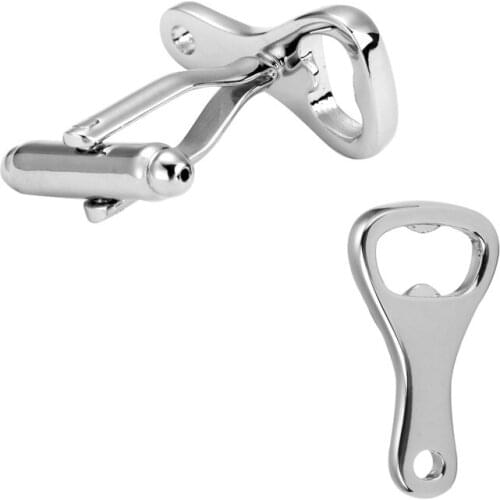 French fashion men shirts cufflinks silvery beer bottle opener cufflinks 3 pair pack wholesale sale