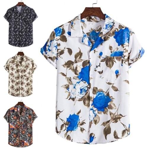 Stylish Featuring Print Hawaiian Aloha Shirt Men 2021 Summer New Short Sleeve Beach Shirts Mens Holiday Party Vacation Clothing