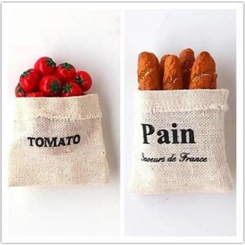 Hot European Style Linen Bag Food Sack Bread Resin Magnetic Refrigerator Home Decoration Fridge Magnets
