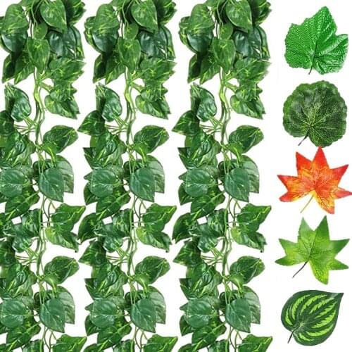 2M Simulation Vine Artificial Ivy Leaf Maple Creeper Green Leaves Plant Rattan Wedding Party Home Garden Decoration