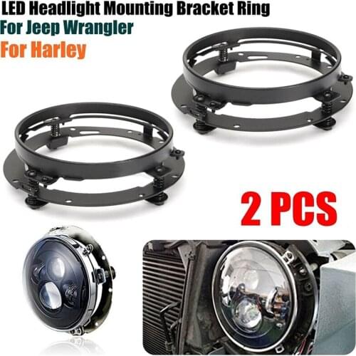 JXLCLYL 2pcs 7" Round LED Headlight Mounting Ring Bracket For Jeep Wrangler Black