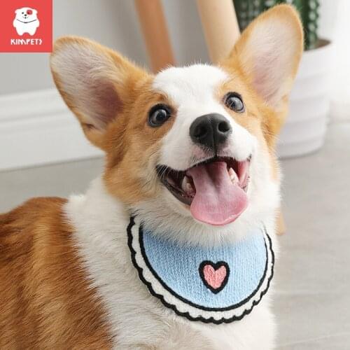 Kimpets 2021 New Cute Dog Saliva Towel Scarf Pet Bib Saliva Pocket Bib Cat Triangle Scarf Pets Accessories