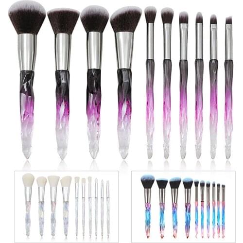 10 pcs Hot Styles 2019 Makeup Brush Powder Blush Foundation Brush Cosmetic Tool Crystal Handle Brush Make up Brush Kits