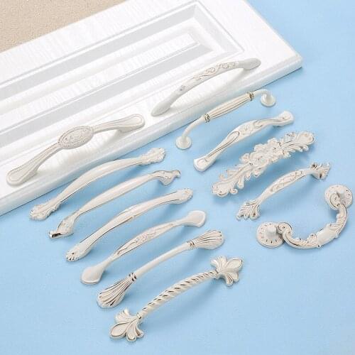Lvory White Handle European Style Kitchen Cabine Knobs Handles Furniture Drawer Door Dresser Wardrobe Hardware Pulls