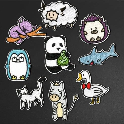 Cartoon animal Hedgehog, sheep, Penguin Patch Embroidery Patches For Clothes DIY Clothes Sticker Sew On Jeans Stripe Appliques