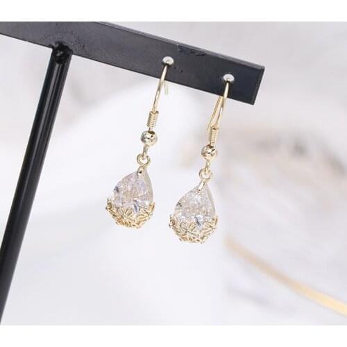 SWOUR New Fashion Jewelry Design Simple Waterdrop Shape Design Flower Dangle Earrings Femme Top Quality S695