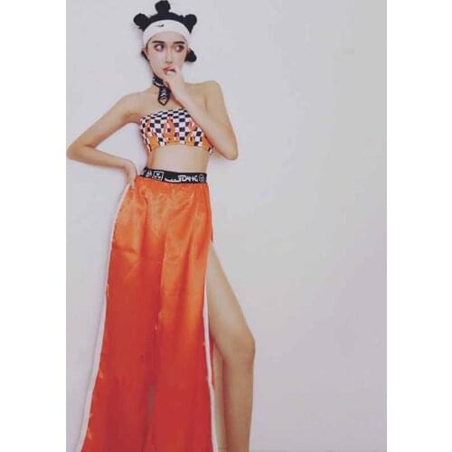 New Bar Female Singer DJDS Costumes Stage Costumes Hip Hop Sports Street Dance Split Trousers Jazz Set DQ11276