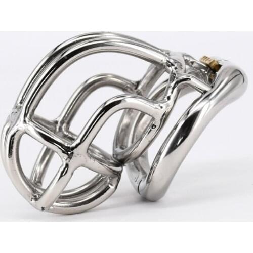 New Design Chastity Cage Real Stainless Steel Male Chastity Device 2.1" Curve Cock Cage With Arc Base Activities Lock Ring