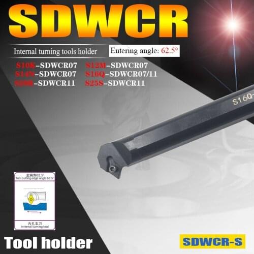 Inner Hole Machining Internal Lathe Turning Tools Holder Enter angle 62.5 degree S10K/S12M/16Q-SDWCR07 S20R/S25S/S16Q-SDWCR11