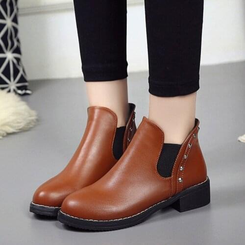 Autumn and winter thick-heel Chelsea boots, European and American style retro short boots, medium tube casual womens shoes
