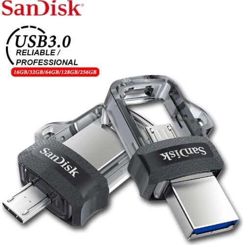 OTG USB Flash Drive 16G 32GB 64GB SanDisk USB 3.0 Dual Pen Drive Mini 128GB 256GB Pendrive High Speed for PC and Android Phone