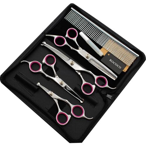 Professional Grooming Shears For Dogs Pet Hair Grooming Scissors Kit with Safety Round Tip