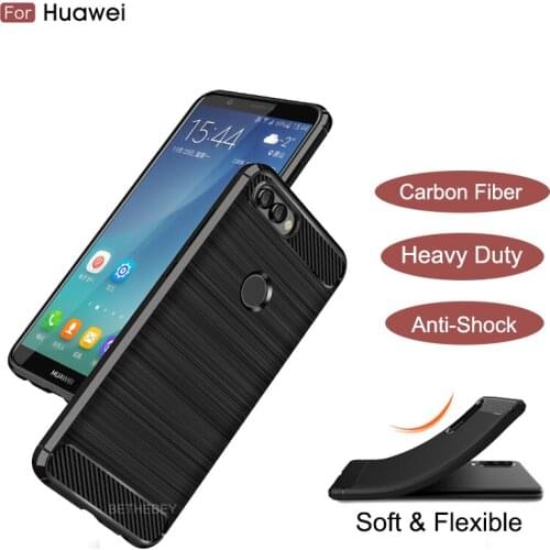 For Huawei Honor 9 Nova 2 Y3 p10 lite Y5 Lite 7 plus Prime 2017 v9 Shockproof Bumper Silicon Carbon Fiber Anti-Shock Case Cover
