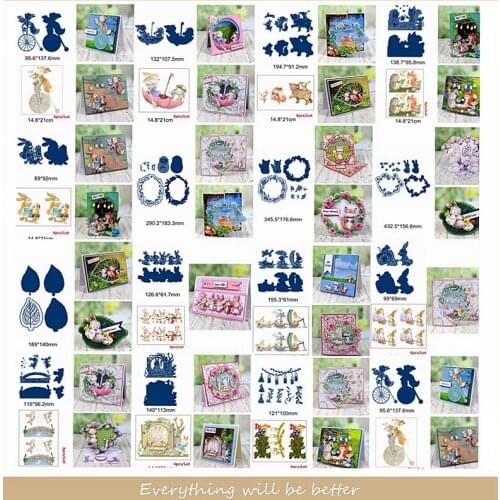 Mix Cartoon Cute Animals Rabbit Fox Bear Tree Flower Wearth Metal Cutting Match Cardborad Paper Jam Decorate Cards Craft New Hot