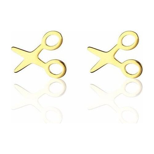 RIR Stainless Steel Scissors Shape Stud Earrings Unique Design Simple Ladies Earrings Jewellery Craftsman Hair Stylist Gifts