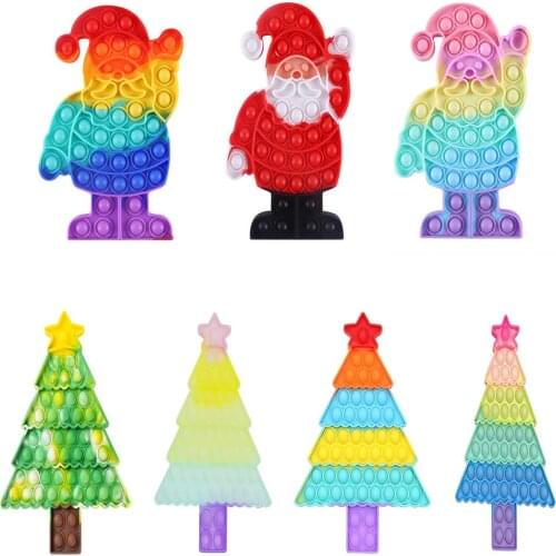 Silicone Macaron Christmas Tree Santa Push Bubble Simple Dimple Anti Stress Toy Game антистресс Fidget Toy For Adult Kids Gift