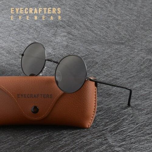 Eyecrafters Steampunk Round Polarized Sunglasses Men Women Anti-UV Metal Frame Retro Vintage Sun Glasses Mirror gafas de sol