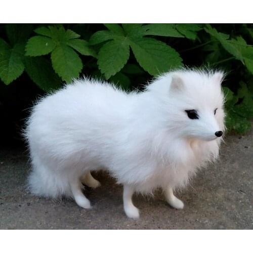 Simulation fox hard model,polyethylene&furry fur 16x12 cm white fox toy 1417