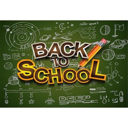 Green Wall Photography Background Cartoon Painting By White Chalk Backdrop For Students Back To School Day Classrooms Decortion