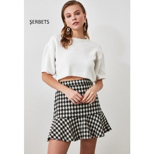 ŞERBETS 2020 autumn winter women pleated high waist skirt long korean style nostalgic