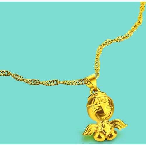 New Style Womens 925 Silver Jewelry Necklace Surface 24k Gold Cartoon Pendant Necklace Cute Gold Filled Chain Necklace