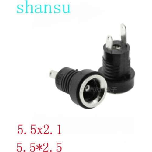 10PCS DC-022B 3A 12V DC022B pour Alimentation DC Jack Prise Femelle Panel Mount Connecteur 5.5 x 2.1mm 5.5 x 2.5mm 5.5*2.1/2.5
