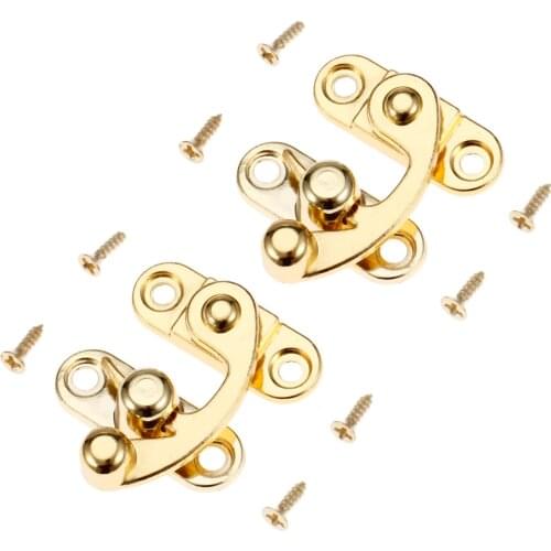 2Pcs Vintage Hasps Furniture Locked Box Suitcase Latch Hook Clasp Buckles Antique Right Lock Zinc Alloy Wood Box Lock 29*33mm