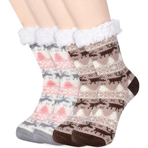 2020 Fashion Christmas Adult Home Sleep Plus Plush Carpet Socks In Autumn and Winter Indoor Middle Stockings