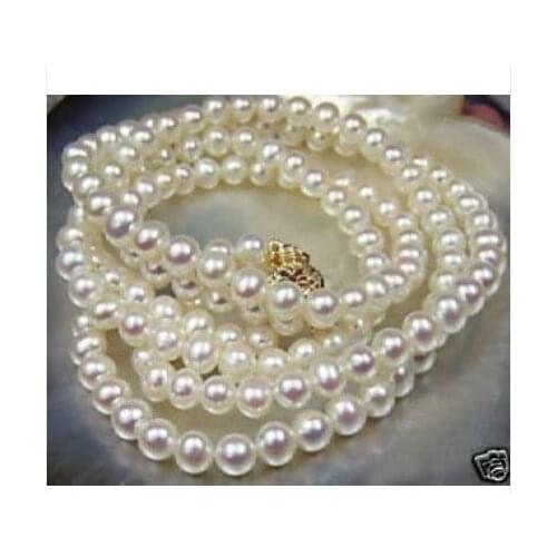 25" Noblest real FW white pearl long necklace 7-8MM shipping free