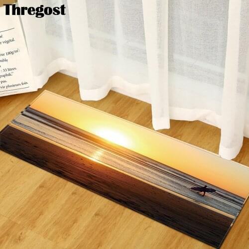 Thregost Scenic Printed 3D Carpet Modern Bedroom Living Room Kitchen Anti-Slip Floor Mats Microfiber Flannel Rugs