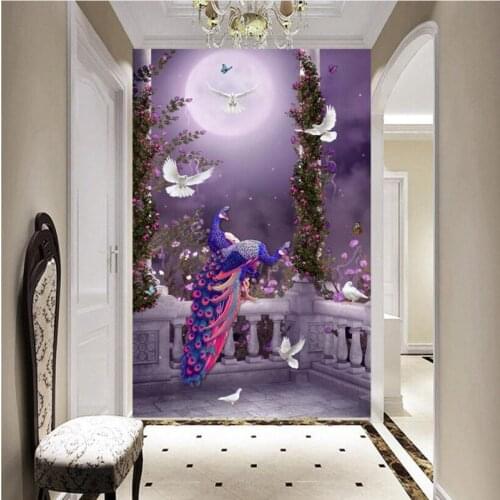 3D Wall Murals Forest Photo Wallpaper 3D Peacock Wall Mural for Living Room Bedroom Hotel Home Decor Wall Sticker 3D Wall Murlal