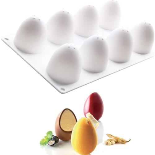 8 Holes Easter Christmas Egg Mousse Mold Silicone Cake mold 3D DIY Bakeware Baking Cupcake Molds, White
