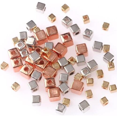 50-500pcs/lot 3/4/6mm CCB Charm Spacer Beads Square Cube Loose Beads For DIY Jewelry Making Supplies Accessories