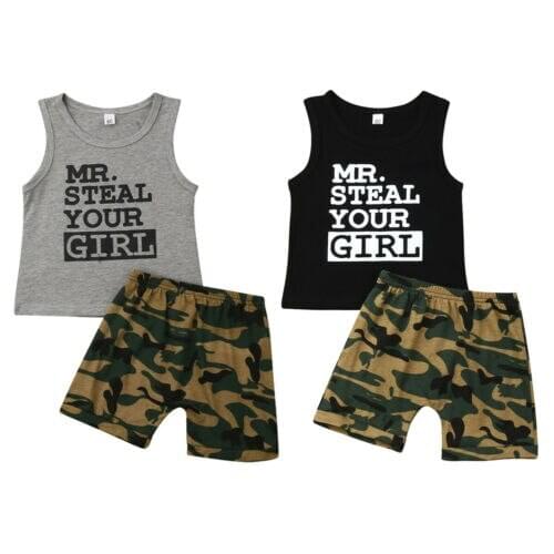 Baby Clothes Newborn Kids Baby Boy Camo Outfit Vest Tops+Shorts Pants 2pcs Summer Clothes Size 0-24M
