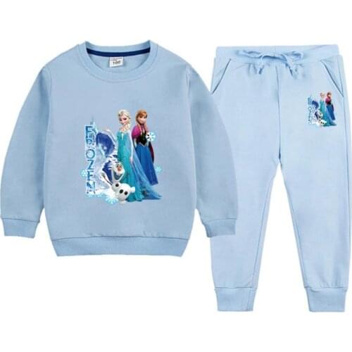 Disney children sport suit the new snow princess 2021 childrens wear girls baby girl leisure fleece two-piece outfit