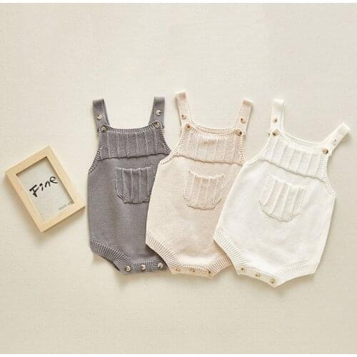 Baby Girl Boy Sleeveless Romper Jumpsuit 0-24M Baby Knitting Rompers Cute Overalls Newborn Baby Girls Boys Clothes Infantil