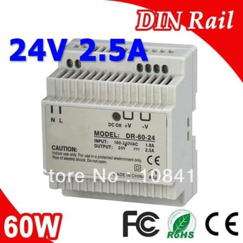 DR-60-24 LED Single Output Din Rail Power Supply Transformer DC 24V 2.5A Output SMPS