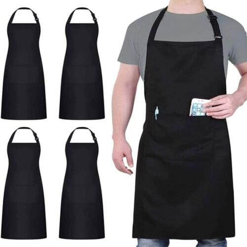 MCAO 2 Pack Adjustable Bib Apron Waterdrop Resistant with 2 Pockets Cooking Kitchen Unisex Work Aprons for Women Men Chef TJ6213