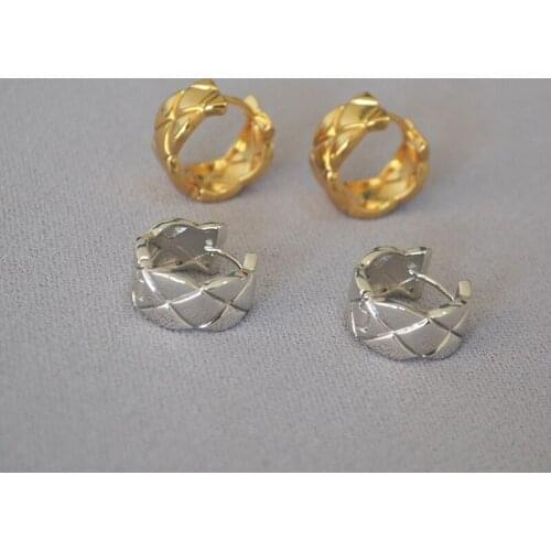 French vintage brass gold-plated striped temperament simple earring earrings earrings women