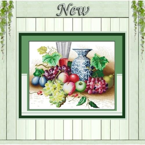 Fruity Fragrance vase apple counted print on canvas DMC 11CT 14CT Cross Stitch kits needlework embroider Sets decor diy painting