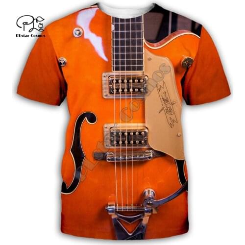Guitar art Musical instrument 3D full printing fashion t shirt Unisex hip hop style tshirt streetwear casual summer style-6